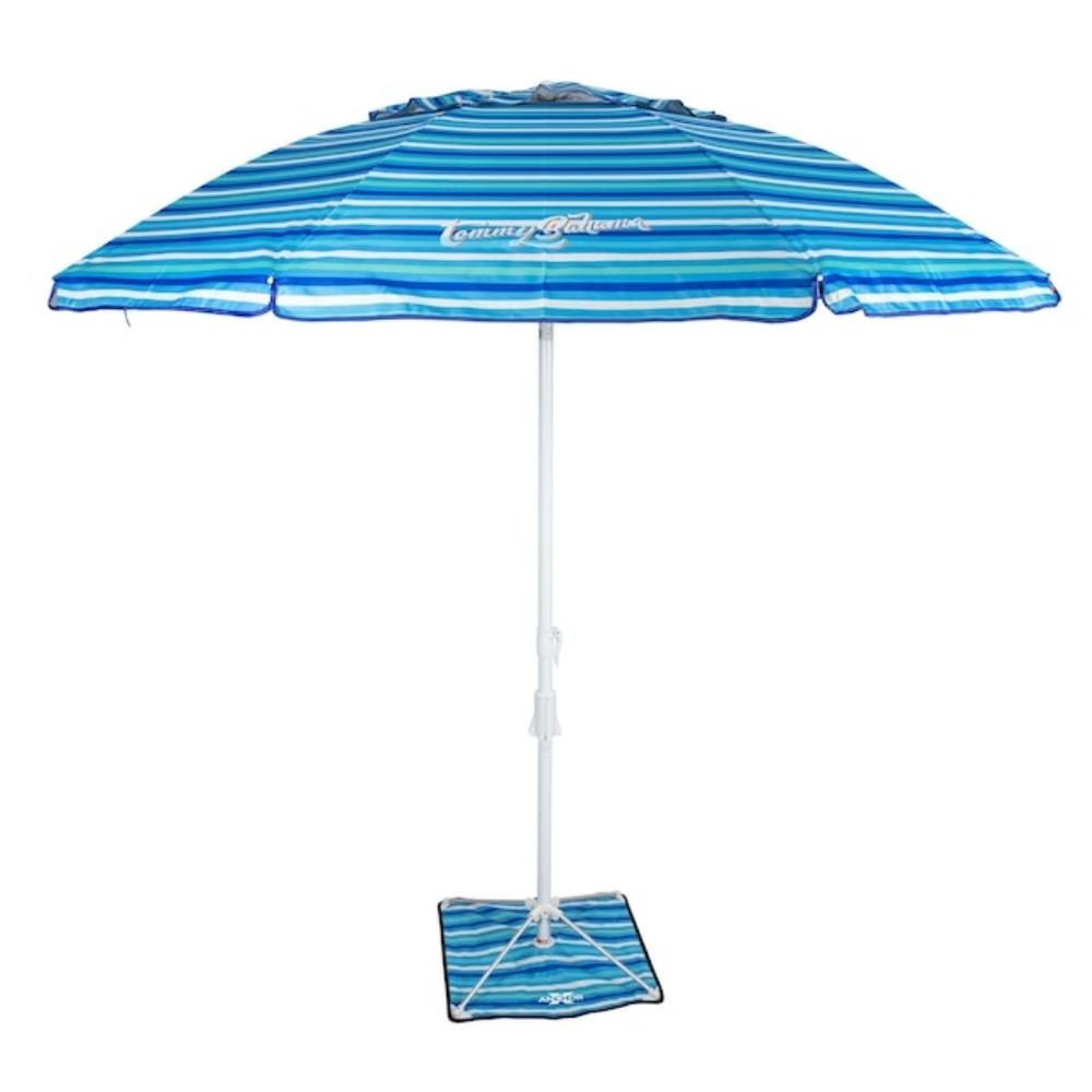Tommy Bahama with AnchorX 7-ft blue striped Beach Umbrella
